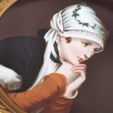 Brass wall decoration repelled hand-painted portrait