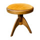 Adjustable vintage piano stool made of wood and velvet