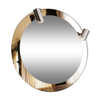 Round mirror with chrome spotlights 64x64cm