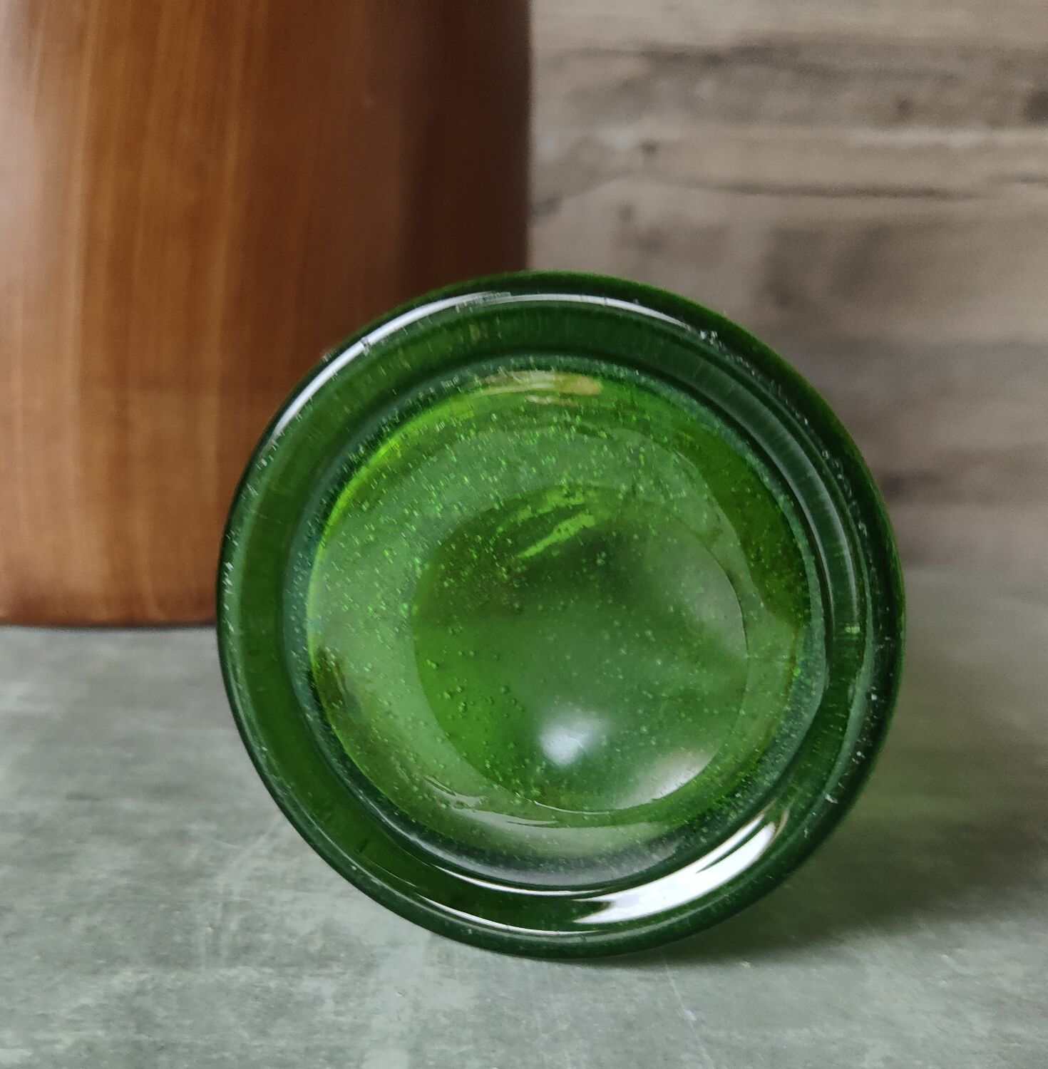 Green bubble glass vase