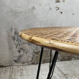 Wicker and metal coffee table from the 1950s