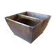 Old Asian Japanese Chinese rice basket in wood sinogram painted metal reinforcement