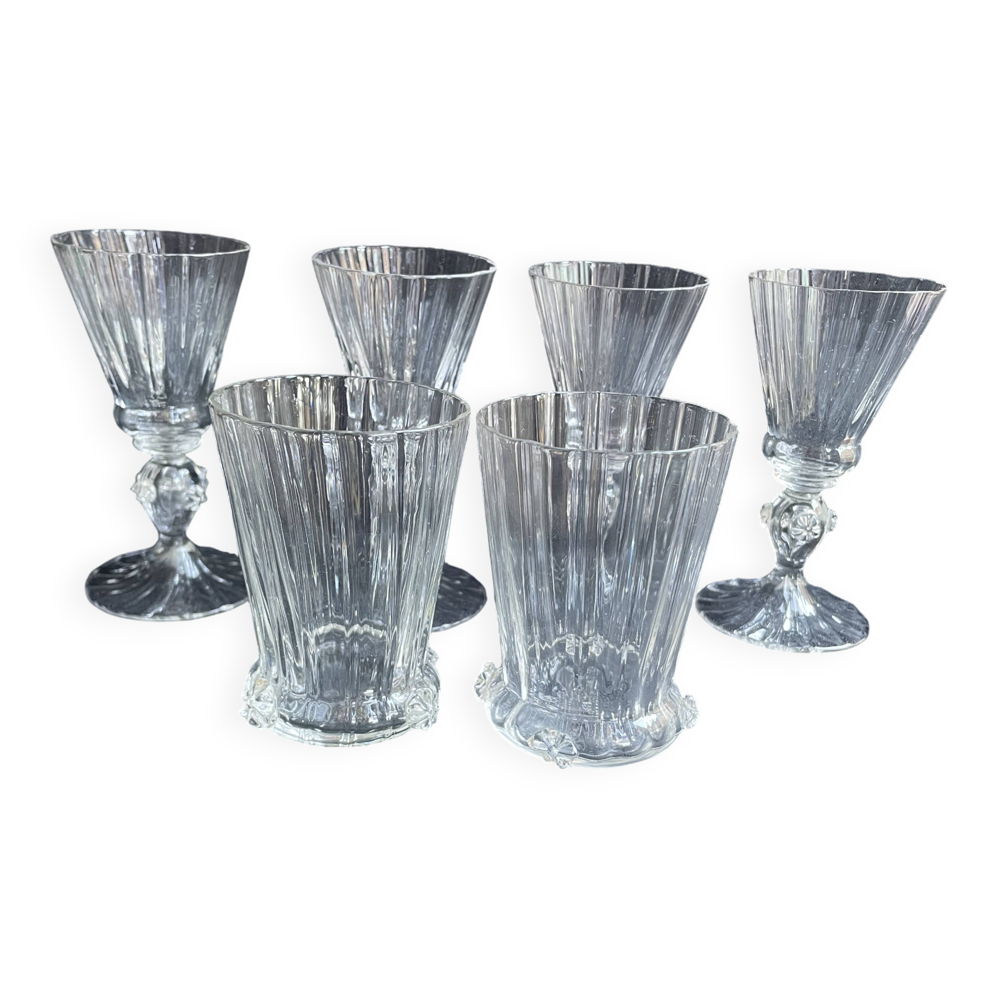 6 Daum Florentine service glasses – late 19th century