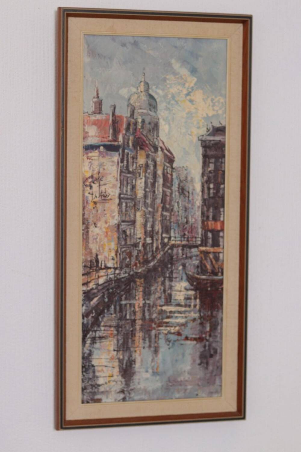 Original Swedish Oil on Canvas – “Amsterdam” – Vintage & Framed