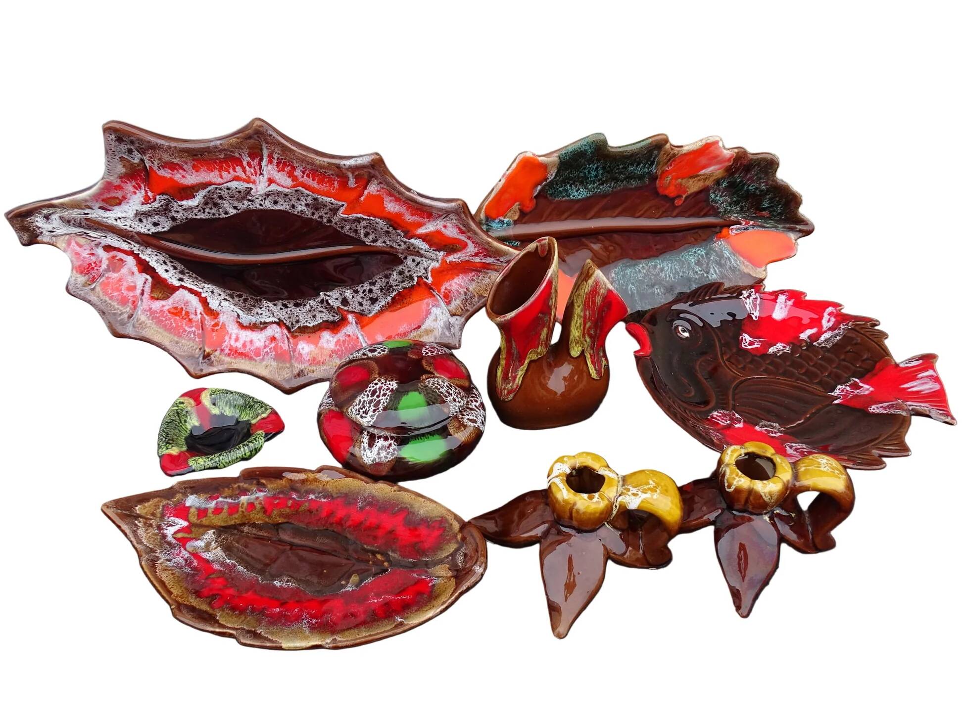 Collection de 8 pièces de faïence vintage française de Vallauris