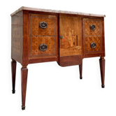 Commode en marqueterie à ressaut centrale de style Transition, XIXème siècle