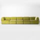 70s style 6-piece modular sofa in green velvet, Germany, circa 1990s