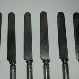 6 couteaux lames acier manches argent massif gaufré poinçon minerve
