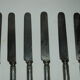 6 steel blade knives sleeves solid silver embossed punch minerve