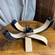 Foldable and deconstructed chandelier, minimalist Swedish design in wood.