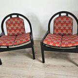 Vintage Argos armchair pair – Baumann – stained beech wood