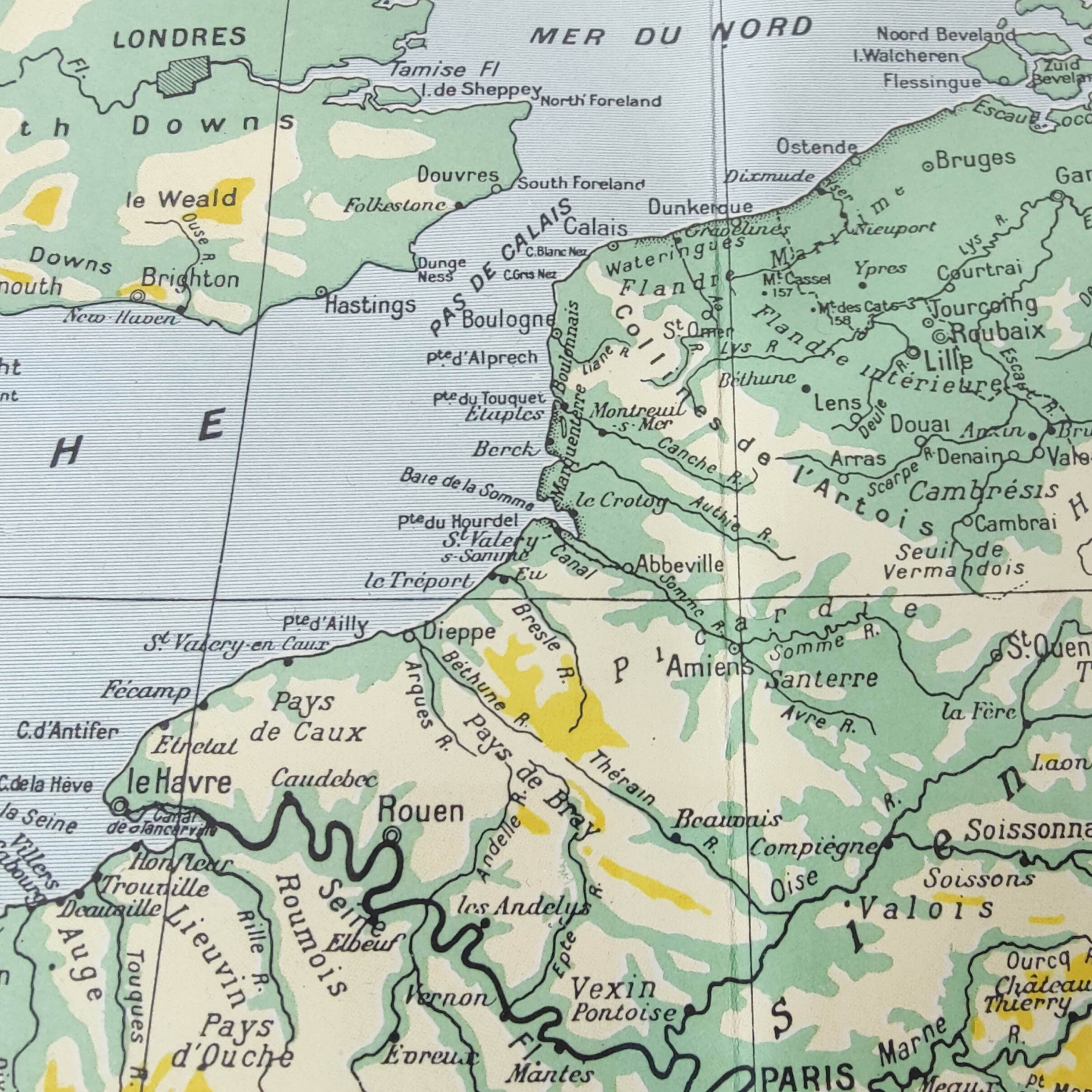 Old map of France from 1950 43x43cm