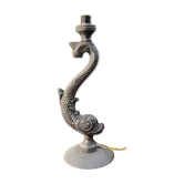 Sculptural metal lamp base – Stylised fish, 1950s