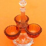 1930s Condiment Turnstile Holder Clear and Amber Molded Glass