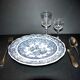 Series of 6 plates in Lunéville earthenware decoration English country - picnic in the countryside