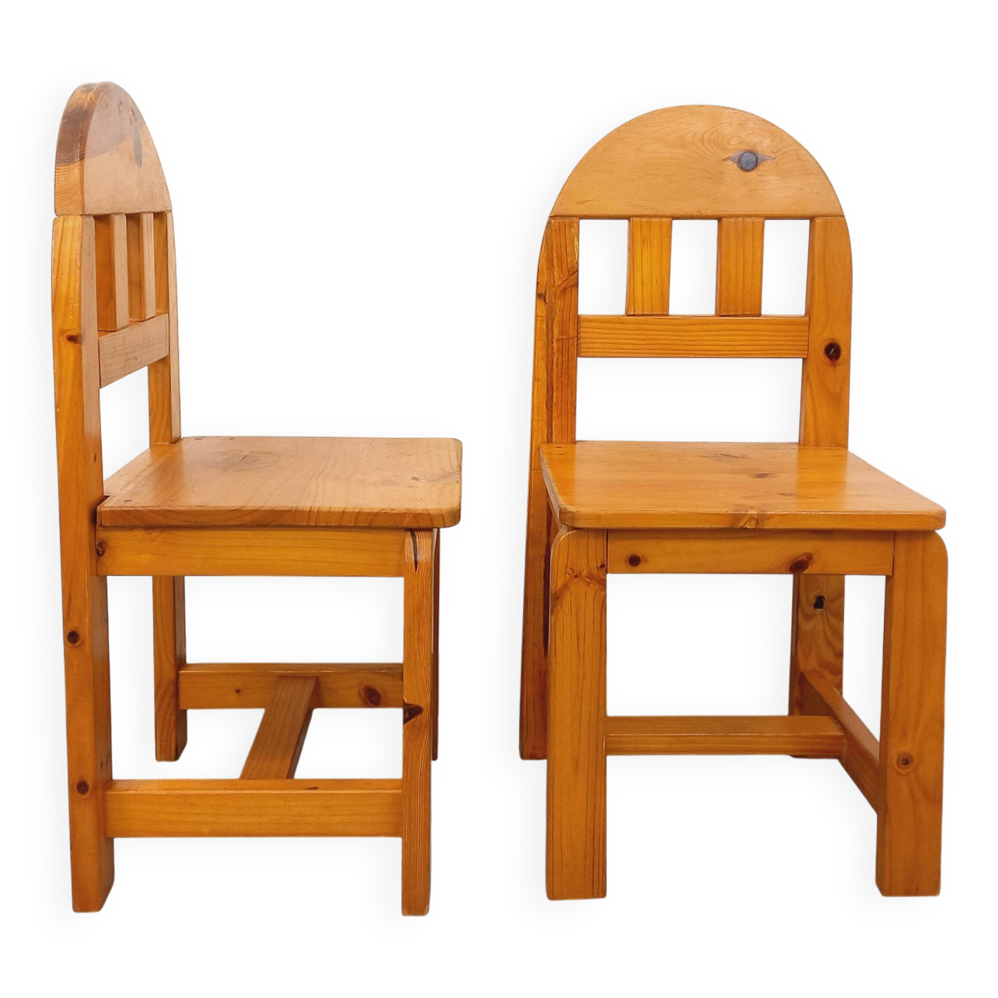 Paire de chaises vintage en pin des années 70 80