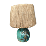 Small ceramic lamp Lampshade rope signed 50 years