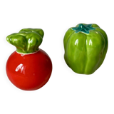 Barbotine salt and pepper shaker set