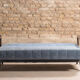 Sofa bed in solid beech with blue fabric, circa 1970