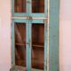 Old art deco showcase in original turquoise-white patina burmese teak
