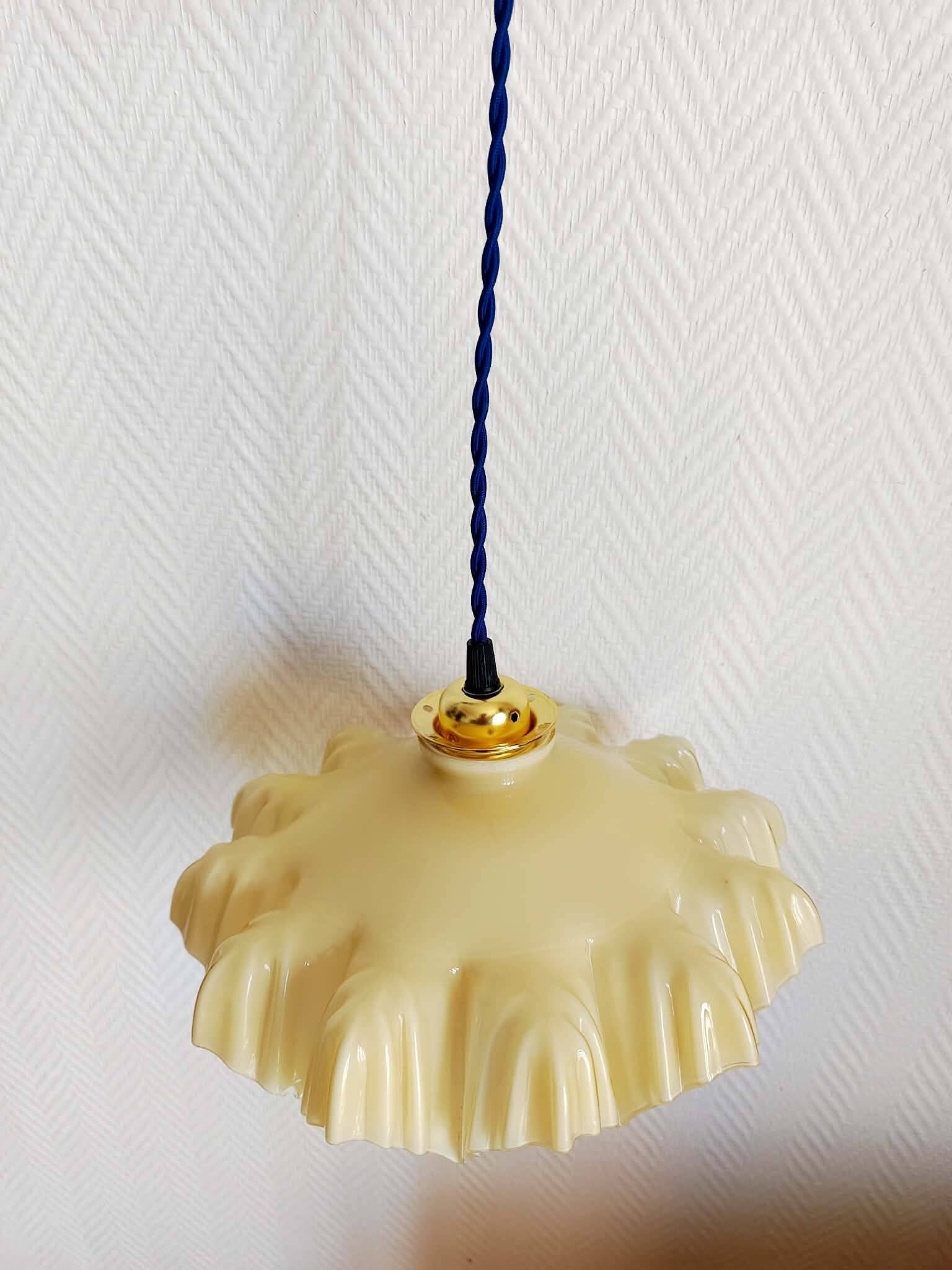 Yellow glass draped suspension Art Deco