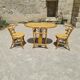 Table and chairs bistrot head to head rattan bamboo 1970