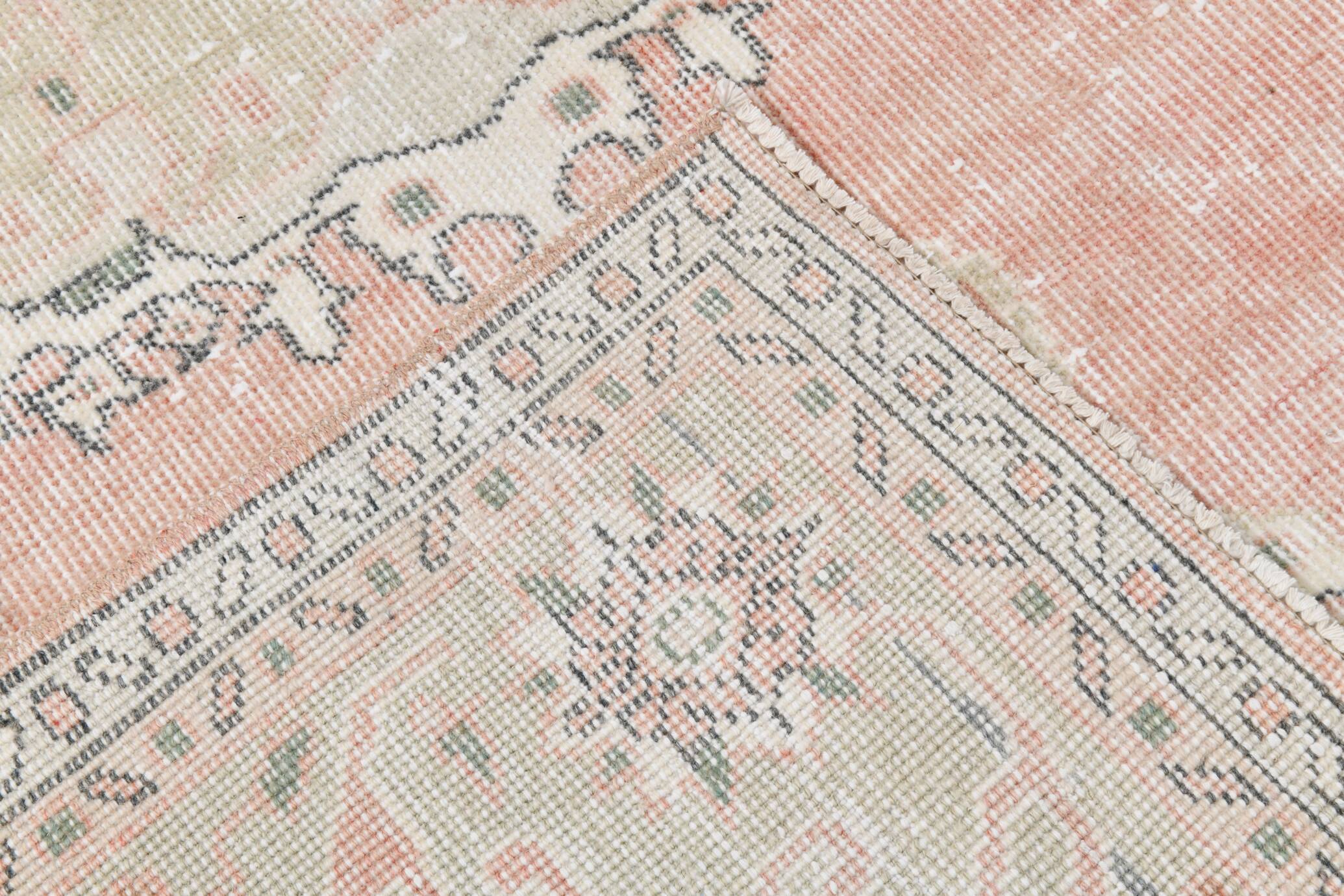 Pale Red & Pink Turkish Vintage Rug, Large Handmade Wool Rug, 216x335Cm