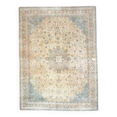 Tapis d'aire vintage persan fait main en laine et coton marron des années 1970 285x388