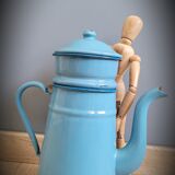 Blue enamelled coffee maker