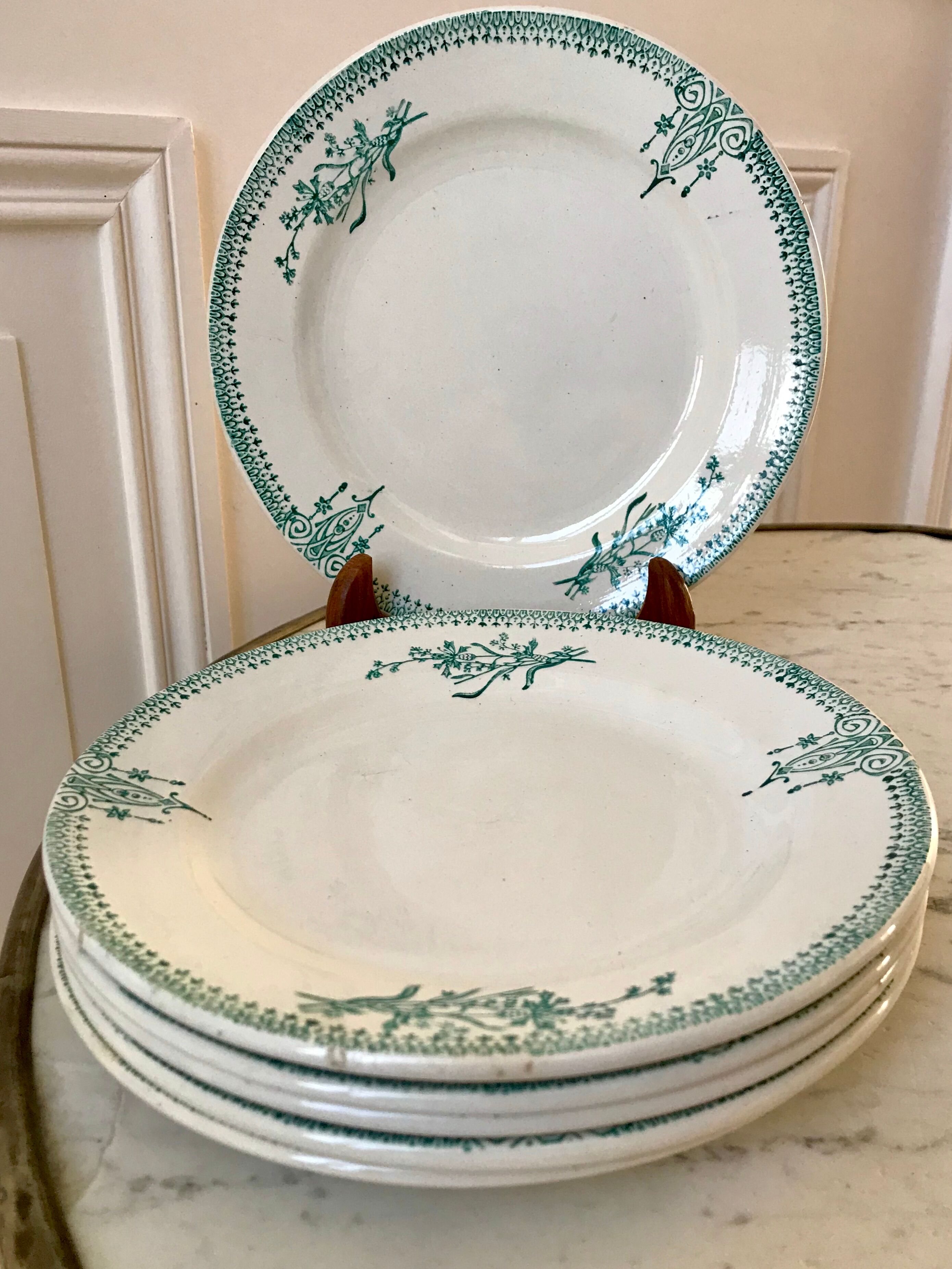 6 Terre de Fer Saint-Amand dessert plates late nineteenth