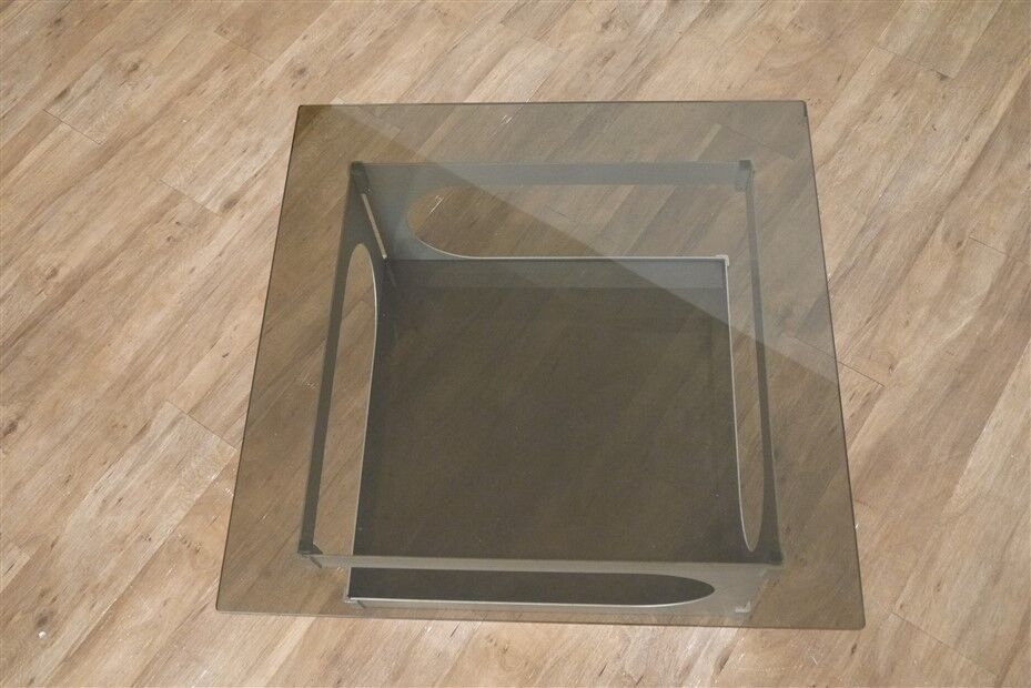 Aluminum and glass coffee table by Pierre Vandel 1970