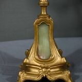 Pair of candelabra in gilded spelter and onyx – 1940