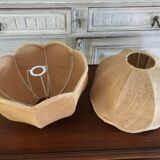 Pair of vintage jute lampshades