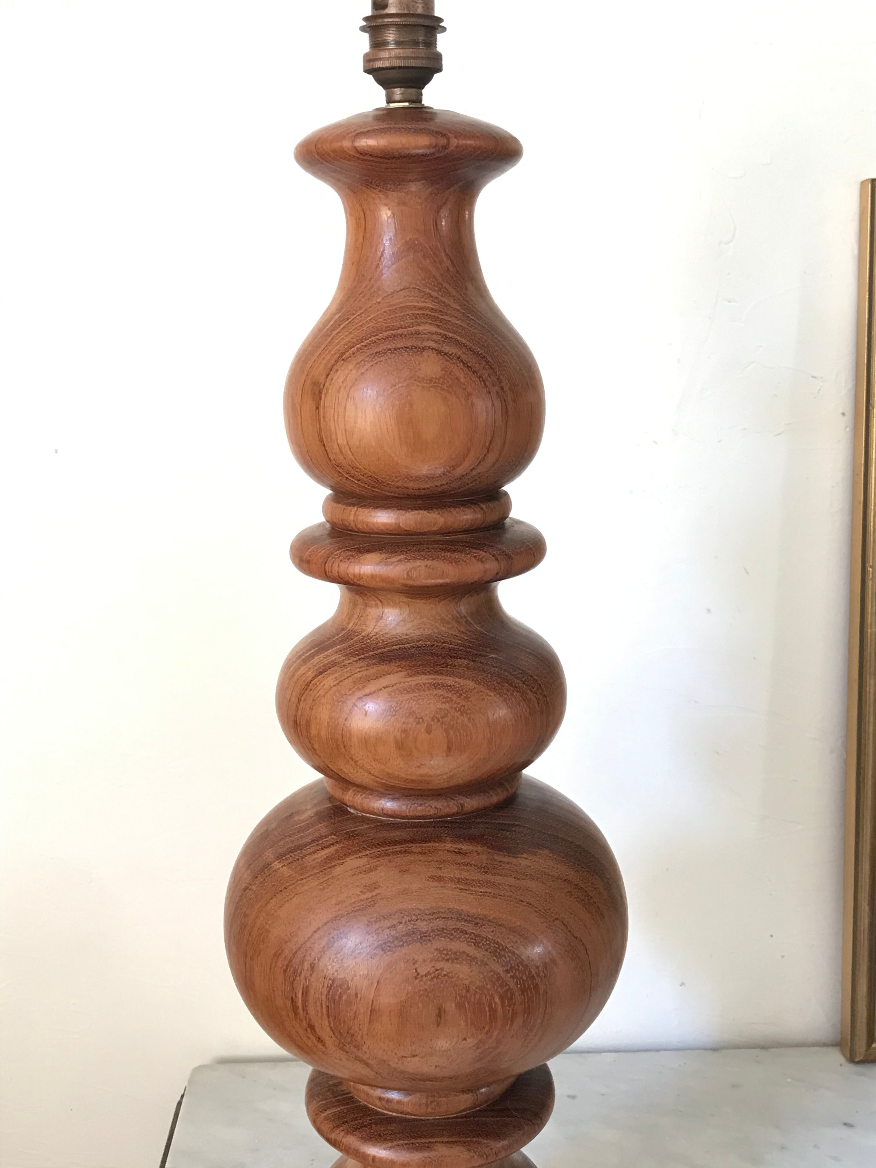 Turned wooden lamp 56cm