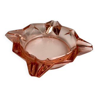 Cendrier rose en verre années 70