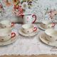 Service à café ou à thé 11 pièces en porcelaine Bavaria beige et petites fleurs oranges