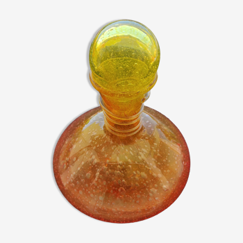 Biot glass carafe blown glass circa 1960 with blown glass cap