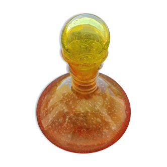 Biot glass carafe blown glass circa 1960 with blown glass cap