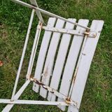 Pair of metal and wood garden chairs