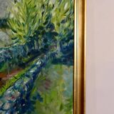 Original Swedish Mid Century Oil on Canvas "Path" - Vintage & Framed