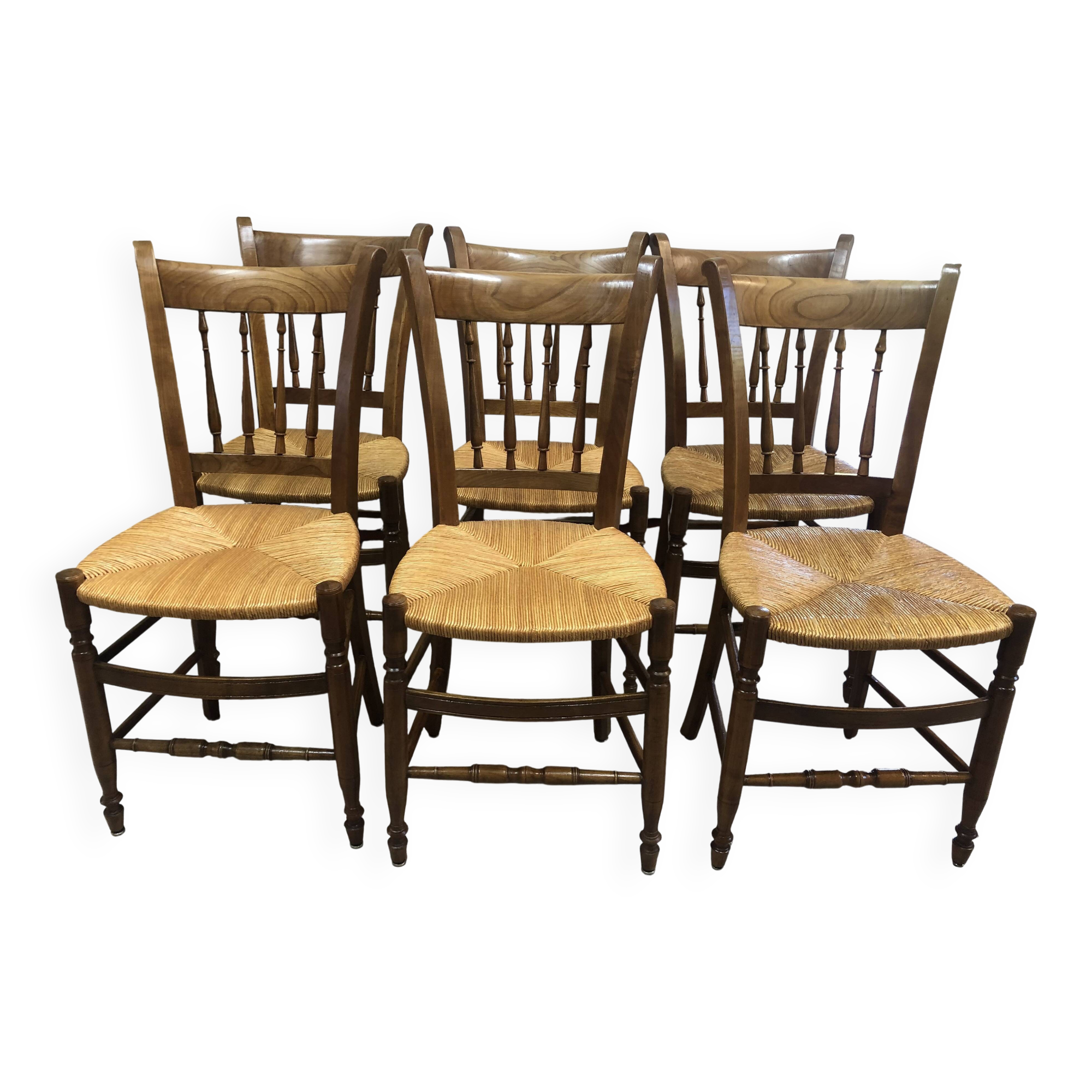 6 Saintongeaise cherry wood chairs