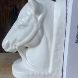 Vintage Horse Head White Ceramic Bookends