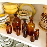 8 amber glass apothecary bottles
