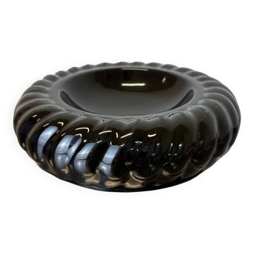 Tommaso Barbi black ceramic ashtray or catchall, Italy, 1970s