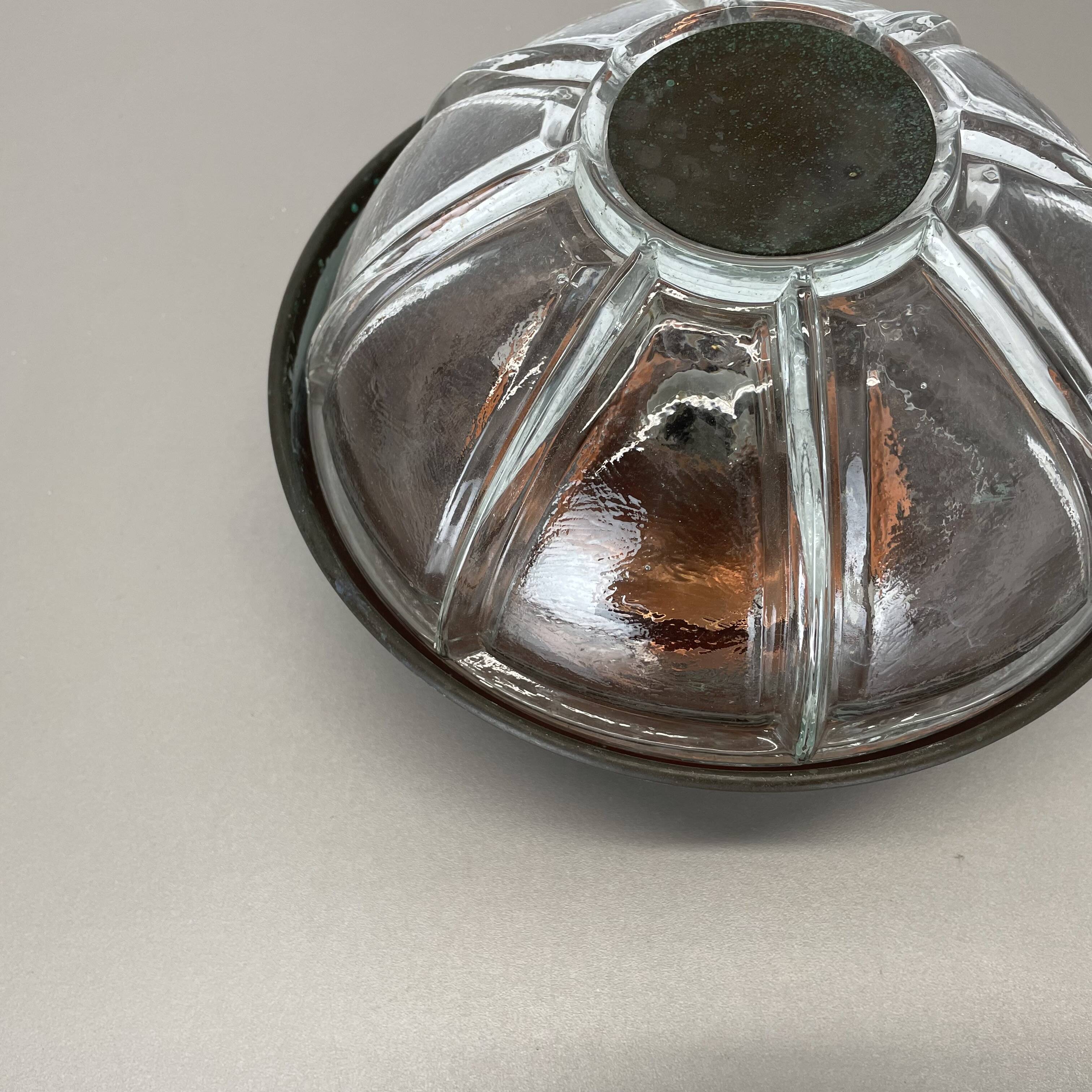 Unique brutalist boom copper and glass wall light by bega lights, germany, 1980s