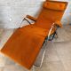 Fauteil relax Lama 1970 chaise longue velour orange