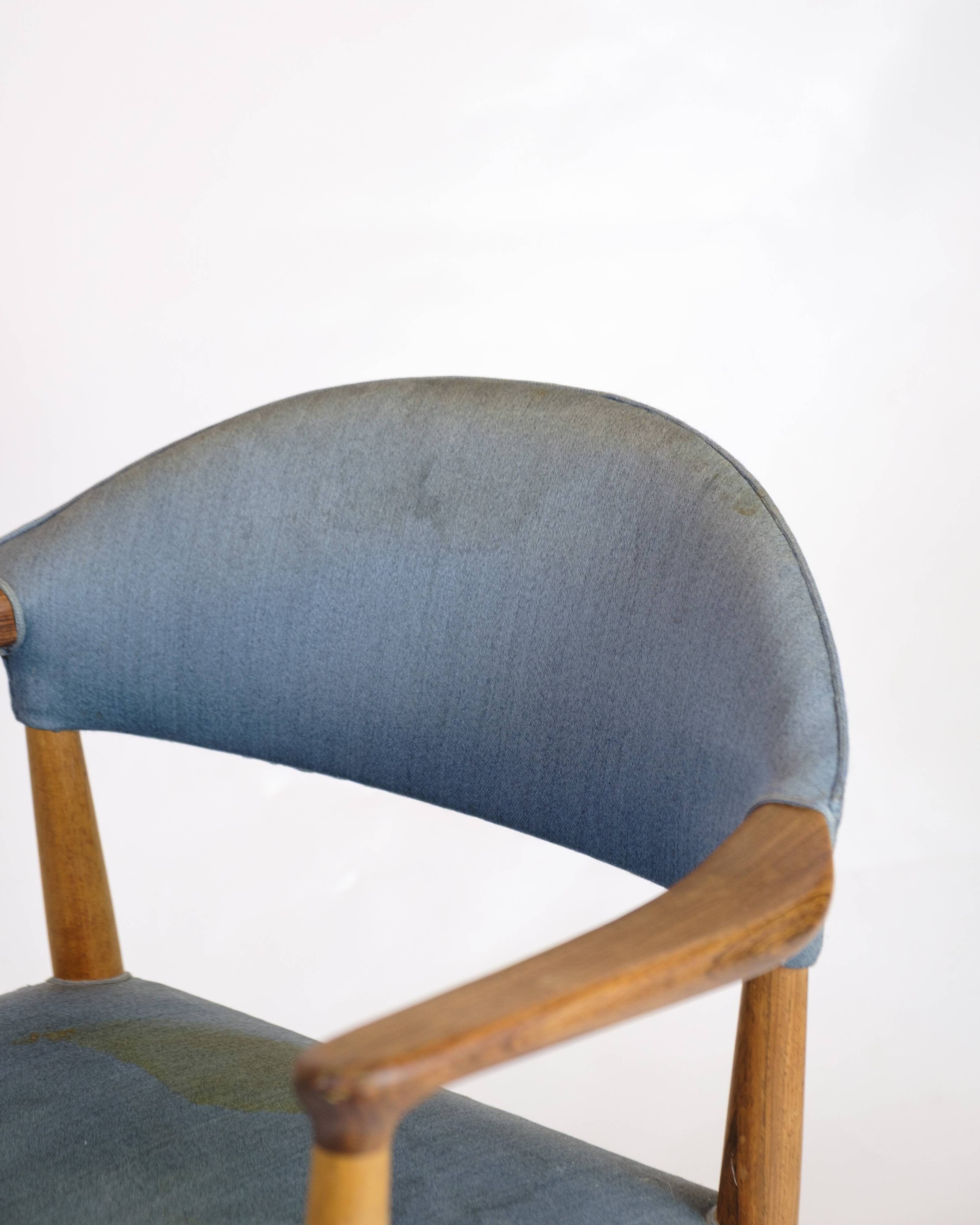 Armchair - Teak - Blue fabric seat - Kurt Olsen - Danish design - 1960s