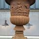 Large old cast iron planter on pedestal