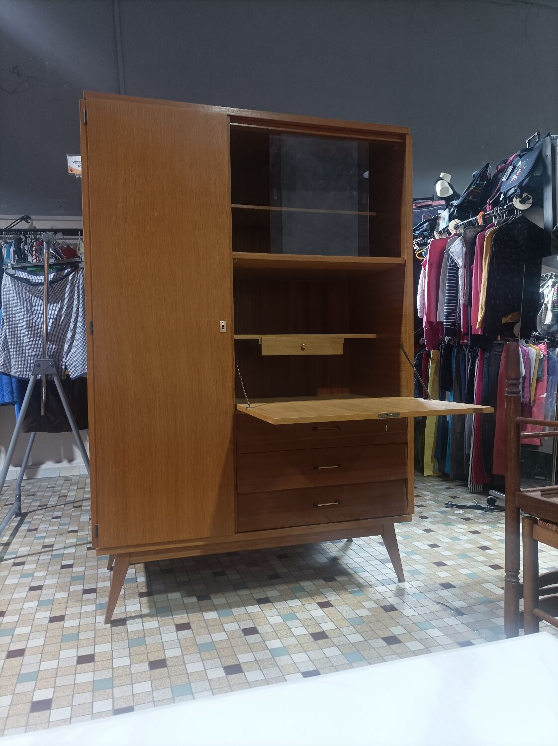 Wardrobe cabinet secretary wardrobe scandinavian teak Vintage
