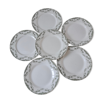 Lot de 6 assiettes à dessert Creil et Montereau modèle Mireille fin XIXe